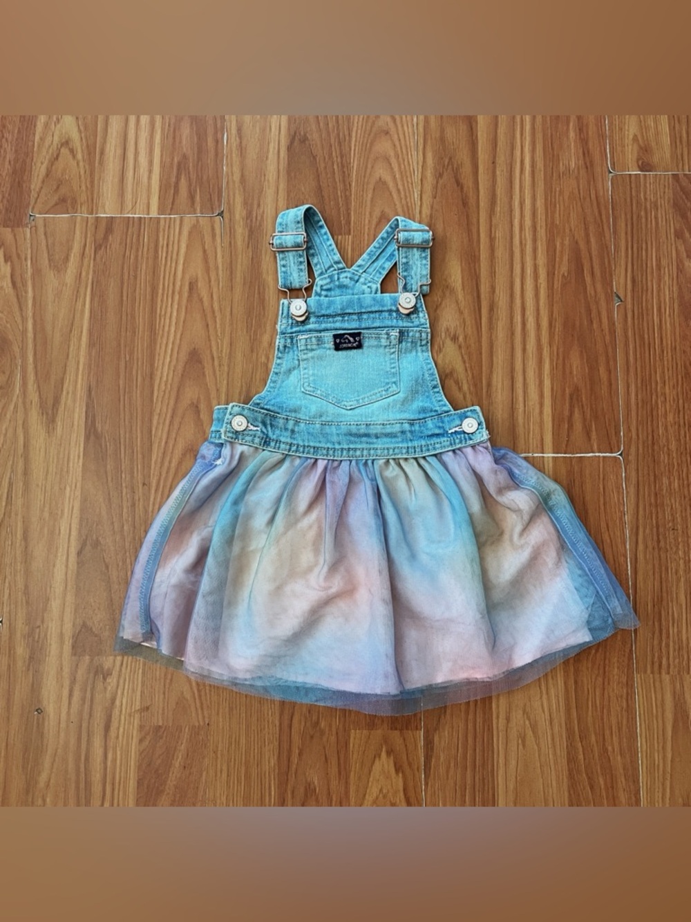 Jordache Toddler Dress Size 2T Blue Light Denim Overall A-Line Tutu Skirt Fairy